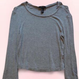 Gray Long Sleeve Crop Top